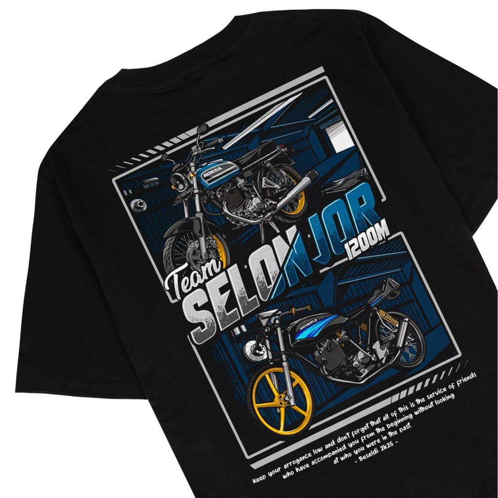 Kaos Baju Distro Team Selonjor 1200M Herex CB GL Mega Pro Tiger Verza T-shirt Racing Balap Drag Indo