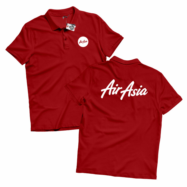 TERBARU KARIMAKE Polo Shirt Kaos Kerah Unisex Gambar Air Asia Logo BAJU SERAGAM