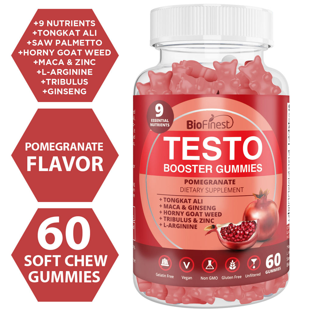 Testosterone Booster Gummy Supplement - Tongkat Ali Maca Horny Goat Weed Saw Palmetto Tribulus L