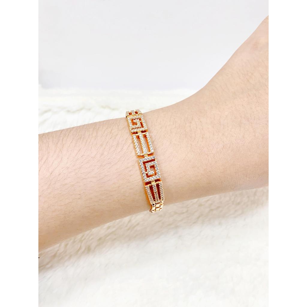 Gelang Rantai Xuping Model 5 Square Tali Jam Lapis Emas - Perhiasan Wanita Kualitas Premium - Awet A