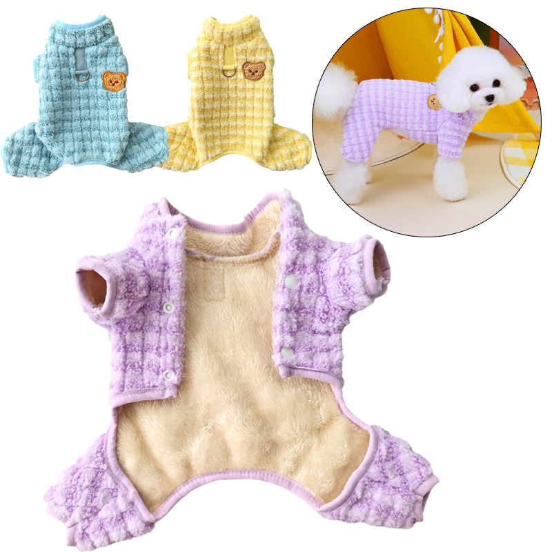 Fashion Plaid Puppy Cat Dog Jumpsuit Pajamas Winter Warm Pet Overalls for Small Dogs Pomeranian ihua