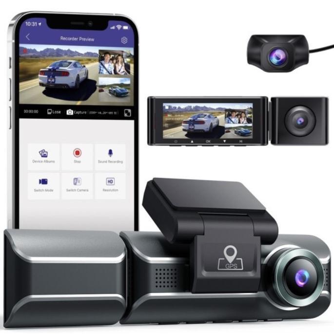 AZDOME M550 3 Channel UHD 4K Dash Camera WiFi GPS Parking Monitor 24 H - Azdome M550, Memory 64GB