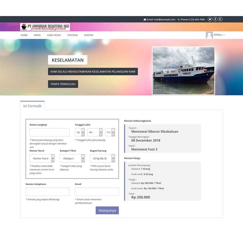 Aplikasi Web : Aplikasi Pemesanan Tiket Kapal Online