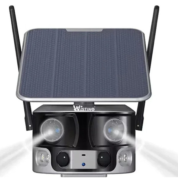 Wistino HD 4K 8mp 180 Degree Wifi 4G Colorful Night Vision Panoramic Solar Powered Battery Solar Cam