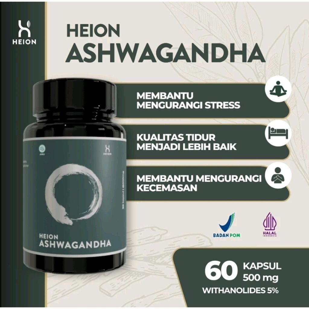 HEION ASHWAGANDHA+ (60 KAPSUL) / ASHWAGANDHA EXTRACT @500MG