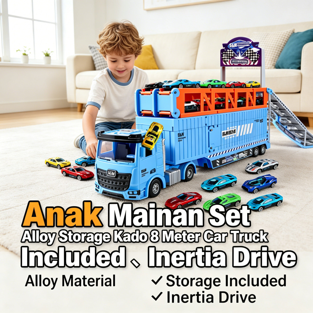 Set Toy Truck Transformers Transforming Catapult Alloy Truck Inertia Mainan Anak Container Truk Diec