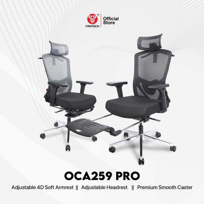 Fantech OCA259 Pro Kursi Kantor Ergonomis - Hitam/Abu-abu, Perakitan Diperlukan