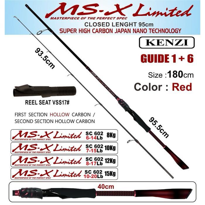 JORAN KENZI MS-X LIMITED 602 SPINNING CASTING 6-14lbs 7-15lbs 8-17lbs 10-20lbs - Hitam, 6-14lbs 8kg