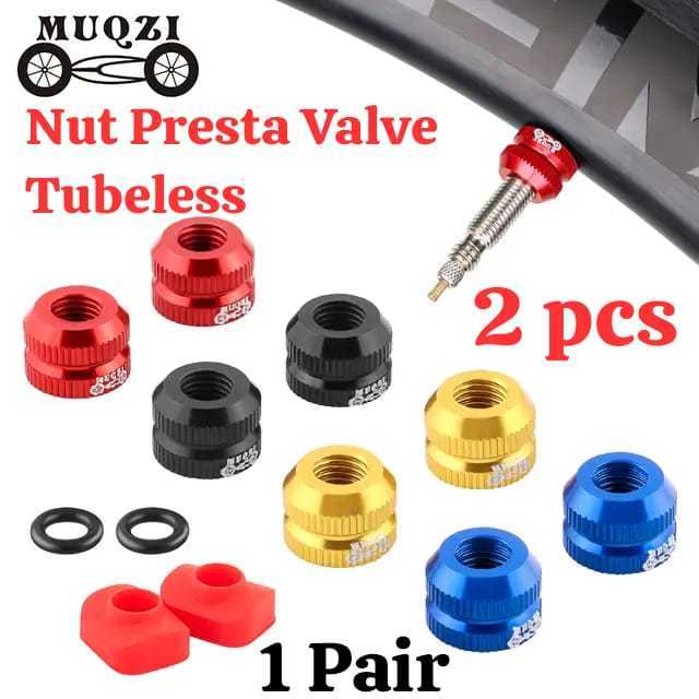 Foto Muqzi Bolt Baut Mur Pentil Tipe Presta Kecil Tubeless Sepeda MTB Valve Nut Alloy 2pcs