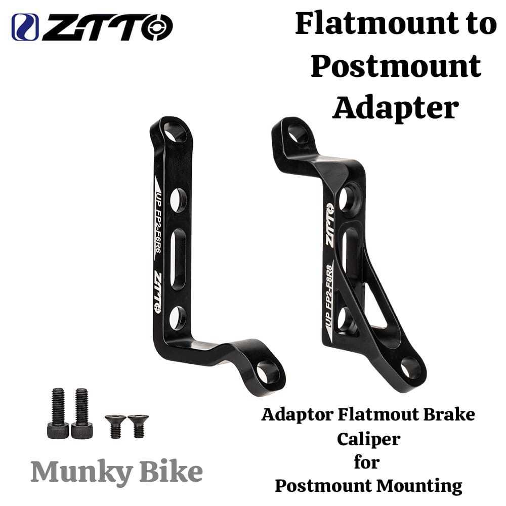 Foto Adaptor Brake Kaliper Rotor Rem Flatmount to Postmount 160 180 mm FM to PM di frame fork flat mount Sepeda