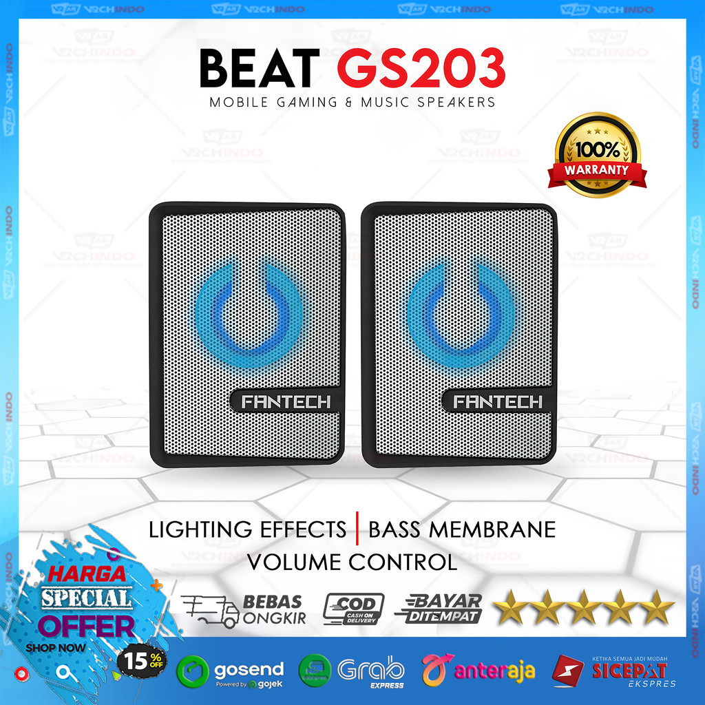 Speaker LED RGB / Speaker Gaming / Speaker USB | Fantech Beat GS203 Stereo Bass Powerful Plug & Play