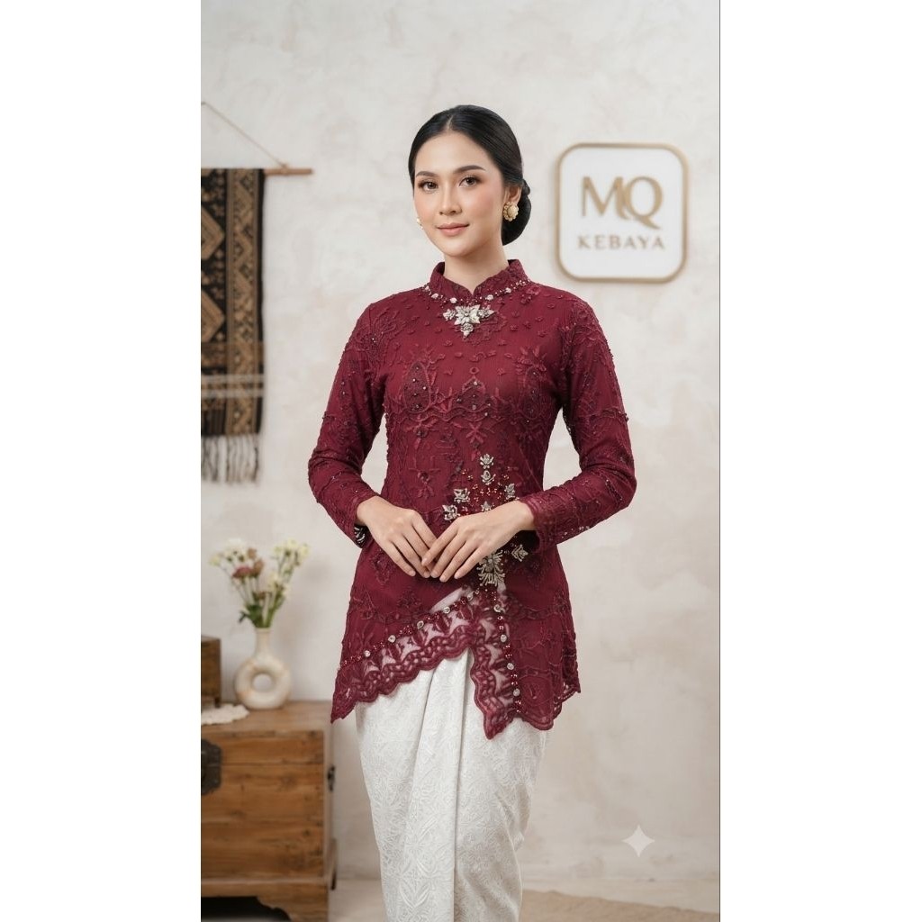 AGNIA Kebaya belah Alma | Setelan kebaya rok songket | atasan kebaya | kebaya pesta | kebaya modern 