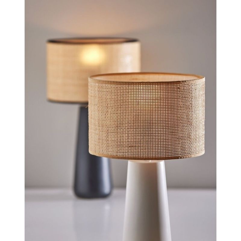 Lampu Nakas Rotan Kayu Mahoni 55cm