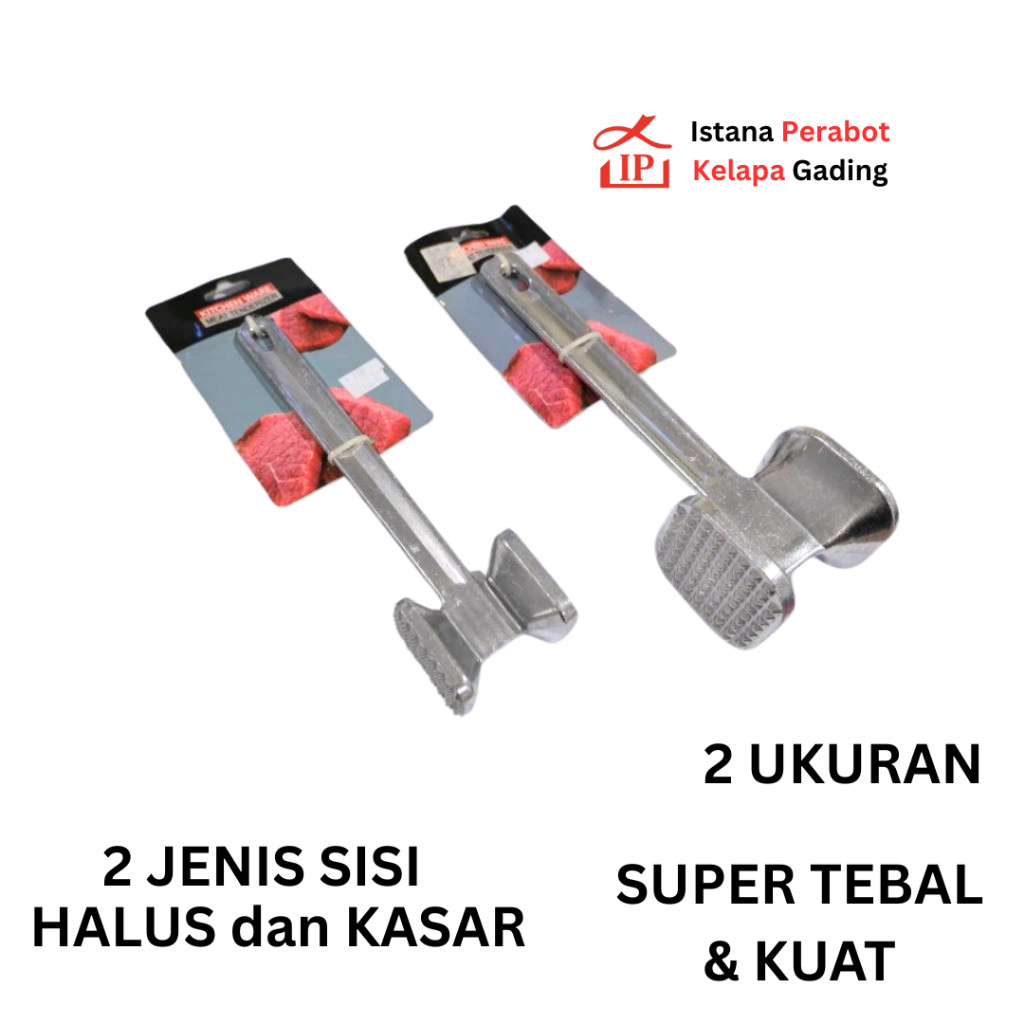 Kitchenware Palu Daging 2 Sisi Full Besi Meat Tenderizer S L