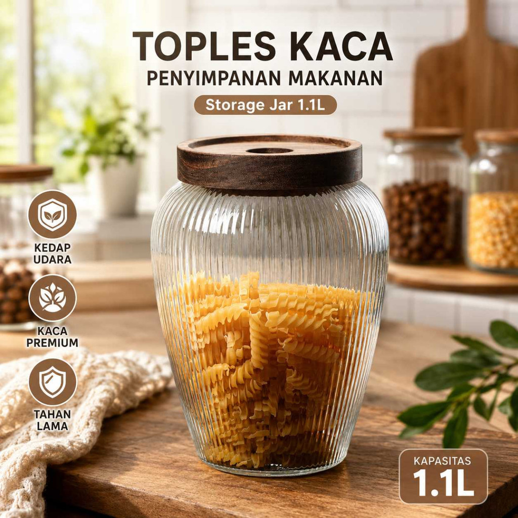 Toples Kaca Penyimpanan Makanan Glass Storage Jar - HC102