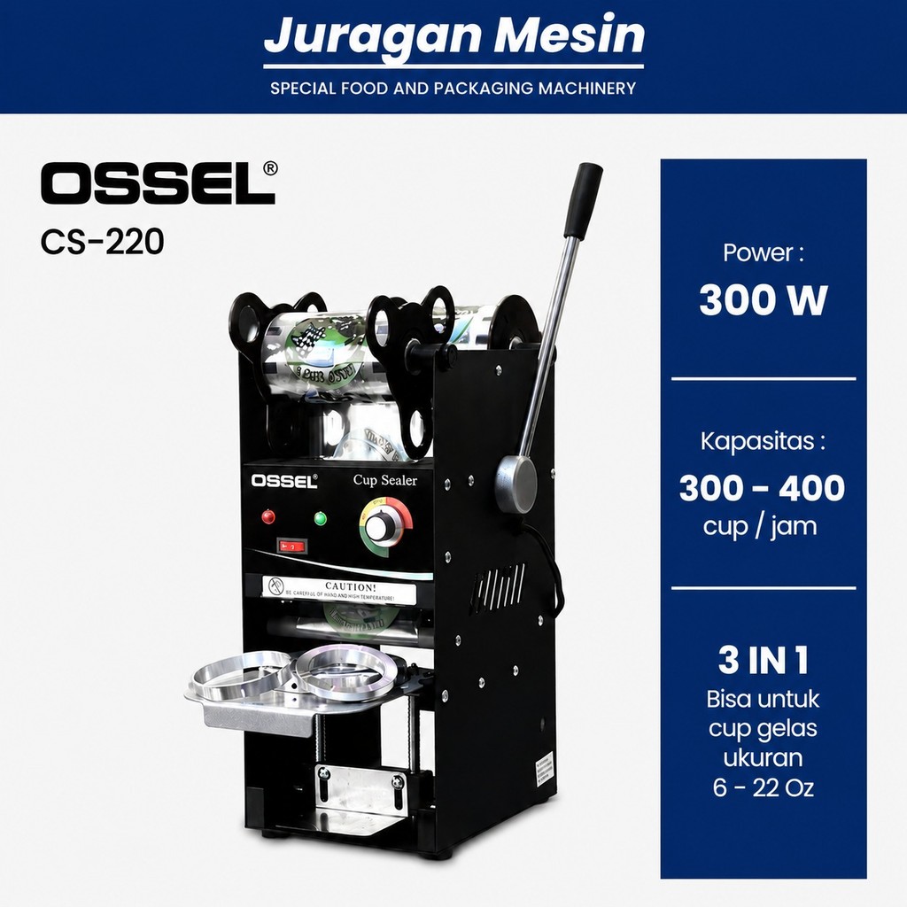 BERGARANSI!! Ossel Cup Sealer 22 Oz Paket Press Cup Sealer Mesin Press Plastik Manual