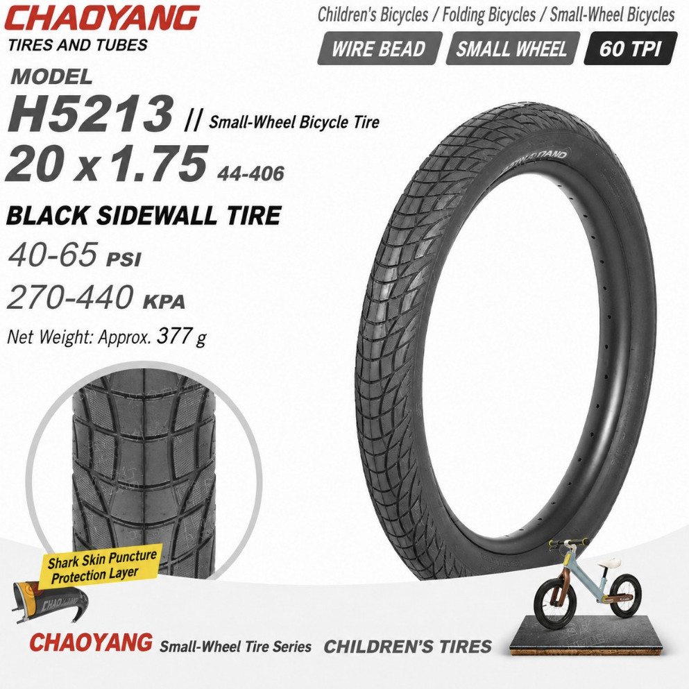Foto Ban Luar Chaoyang 20 x 1.75 inch Shark Skin Non Foldable Sepeda 20 Murni 406 BMX Seli 20inch 1.75