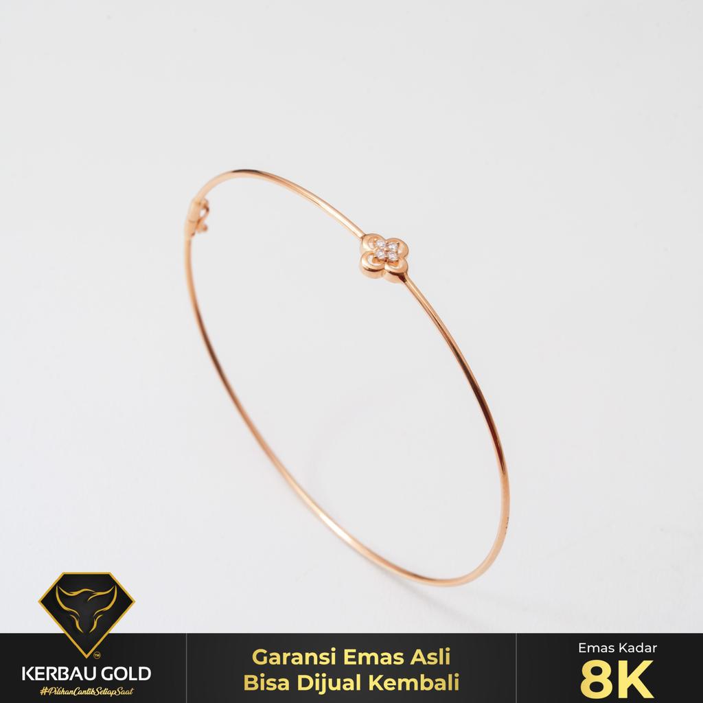 [Kerbau Gold] Gelang Emas Bangle Flowers 8K - Emas Asli 100%