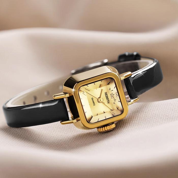 REBIRTH Jam Tangan Wanita Kasual Tali Kulit Anti Air Terbaru Jam Tangan Cewek Watch - Cokelat terlar