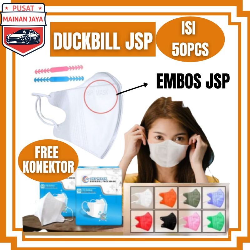 BISA COD Masker duckbill jsp warna warni isi 50pcs putih hitam pink abu ungu merah hijau nude pastel