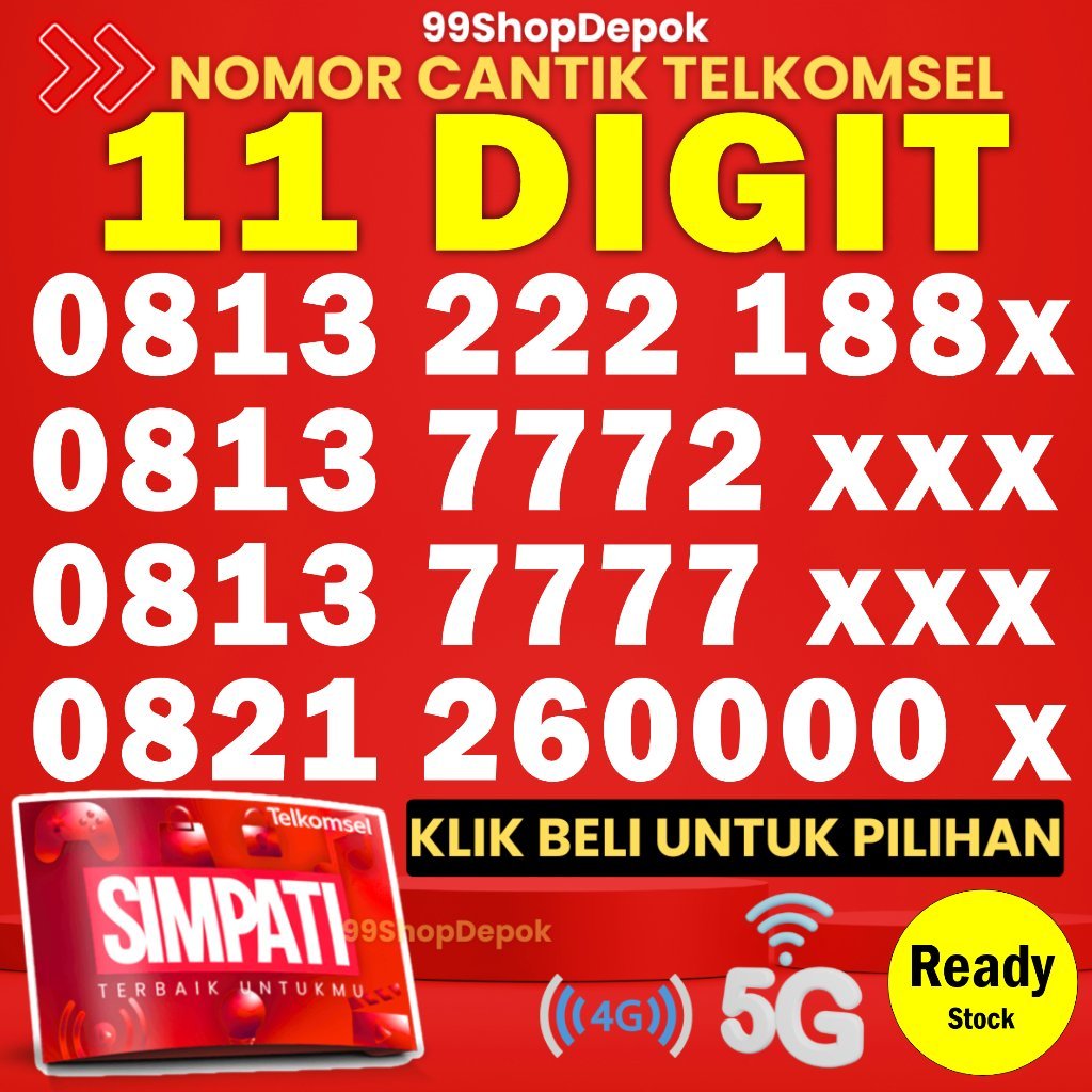 Kartu Perdana Nomor Cantik Telkomsel Simpati 11 Digit - Nomer Cantik Telkomsel 11 Digit - No Cantik 