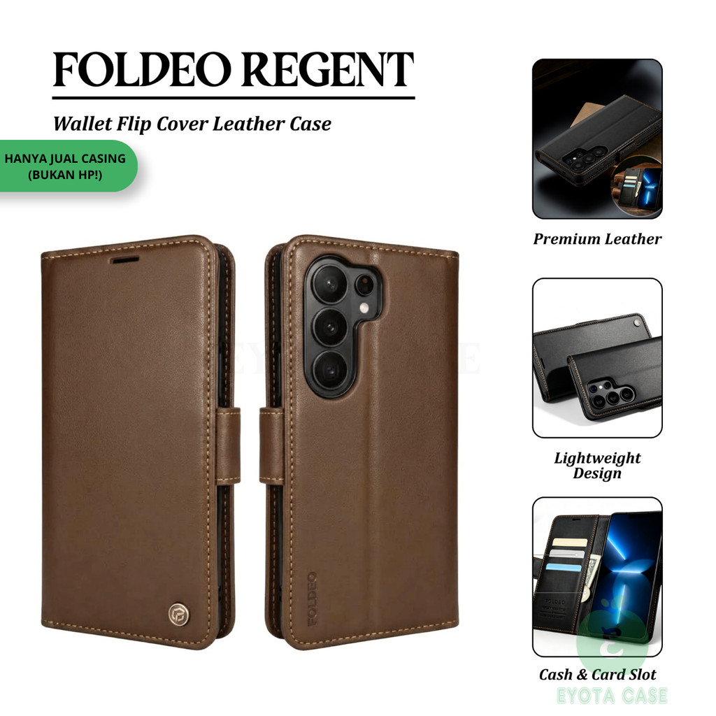 EY-295 FOLDEO REGENT Flip Case For Samsung Galaxy S26 Ultra S25 S24 FE S23 S22 Plus 5G – Wallet Flip
