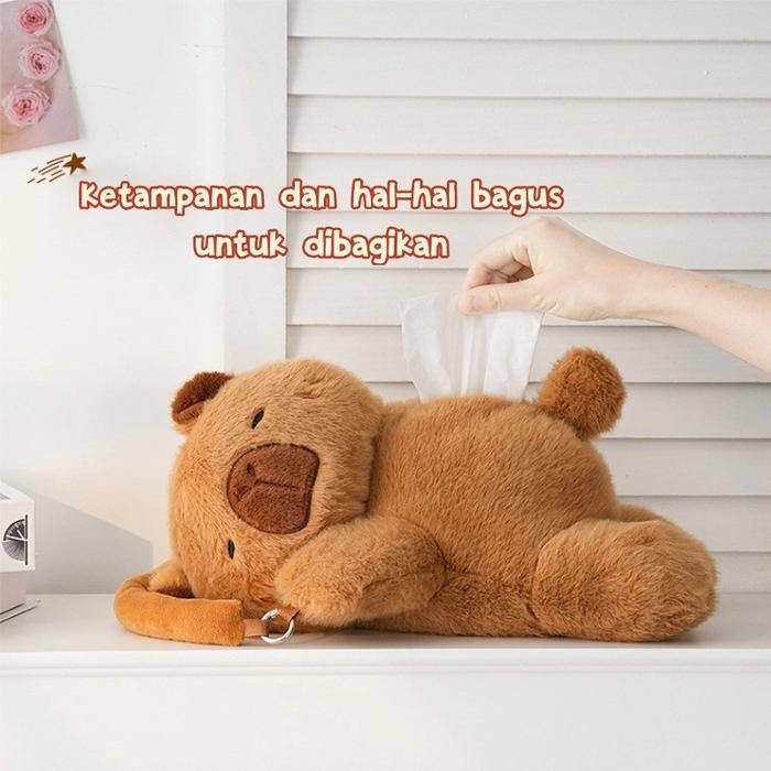 Tempat Tisu Mobil Capybara Kotak Tisu Lucu Tas Tisu Mobil Multifungsi Kotak Tisu Mobil mainan boneka