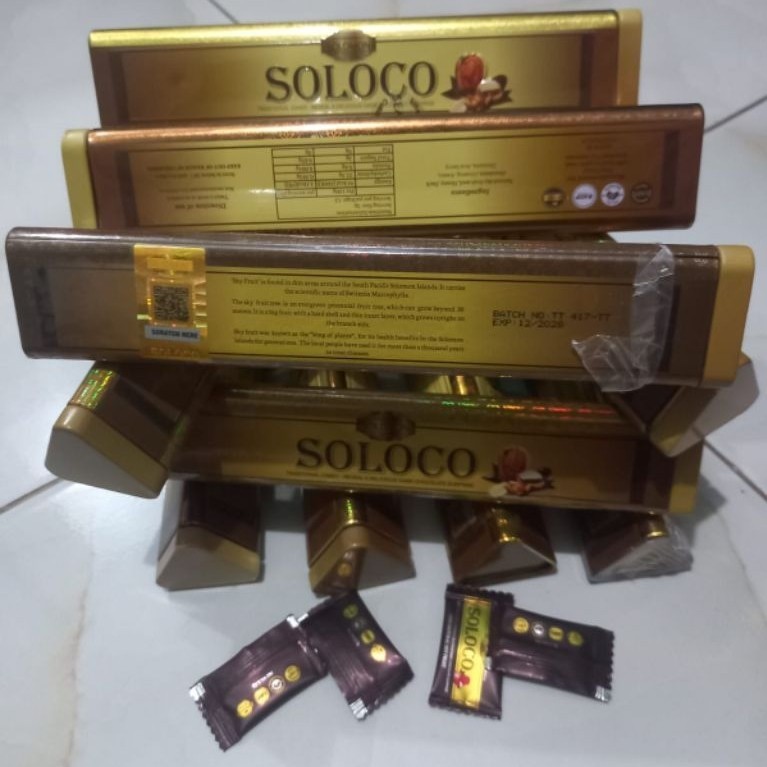 Cokelat SOLOCO batang kemasan emas coklat harga 1 box  isi 12 pcs