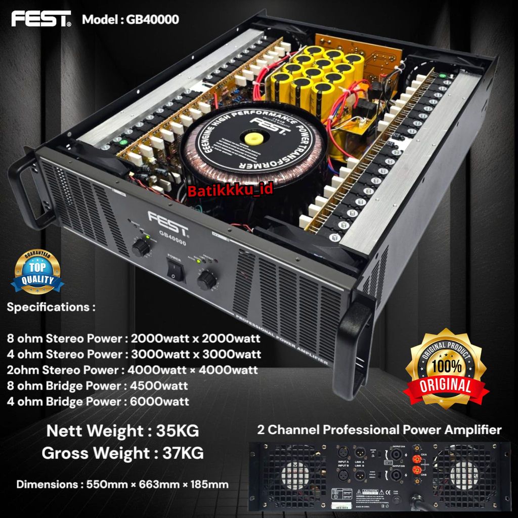 [ORIGINAL] Power Amplifier FEST GB40000 GB 40000 Original 2 x 2000 Watt Class GB