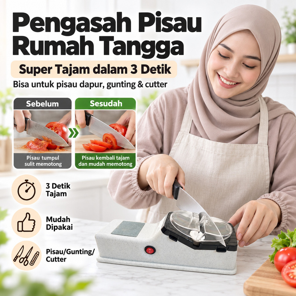 [Ketajaman Instan 3 Detik] Pengasah Pisau Listrik Rumah Tangga/Alat Pengasah Pisau Dapur/Pengasah Pi