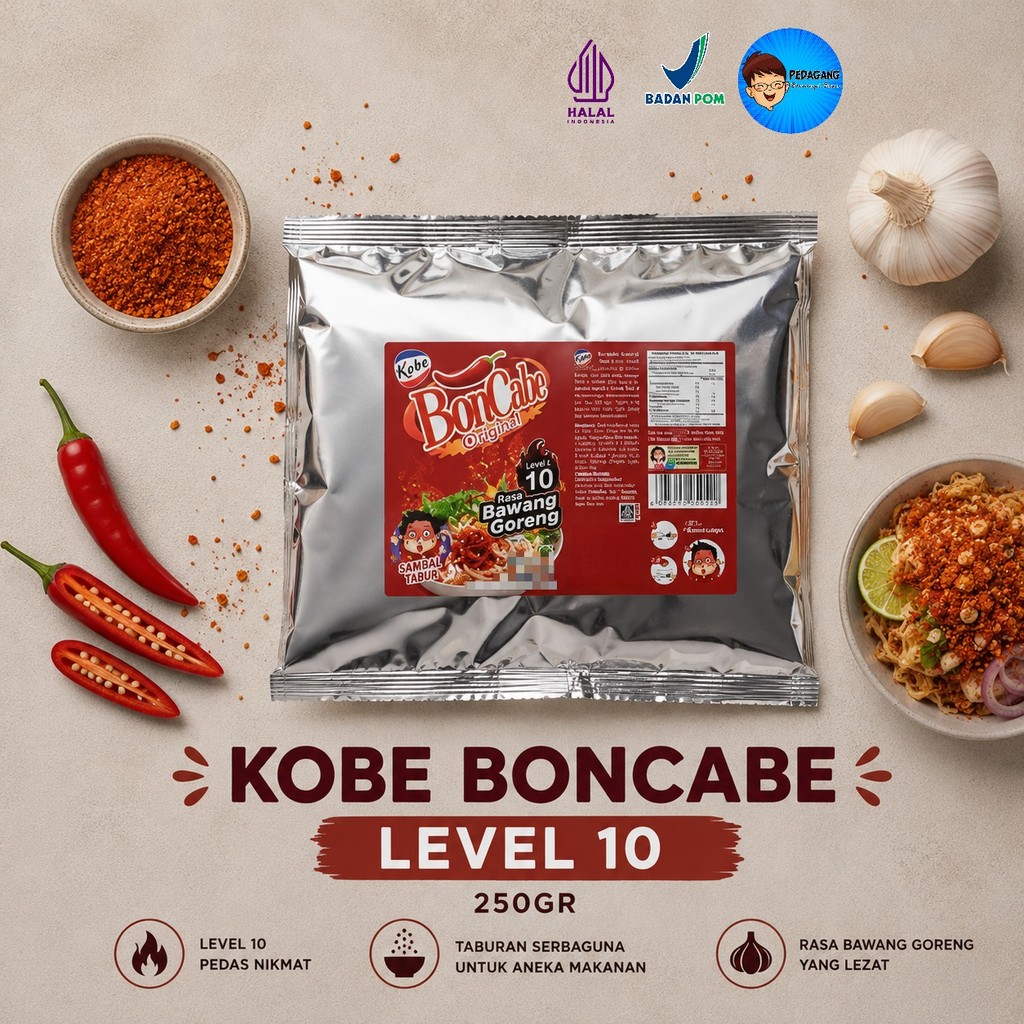 [PBB] Boncabe Level 10 250gr / Sambal Tabur Pedas / Bon Cabe Lv 10 / Cabai Bubuk Pedas / Sambal Keri