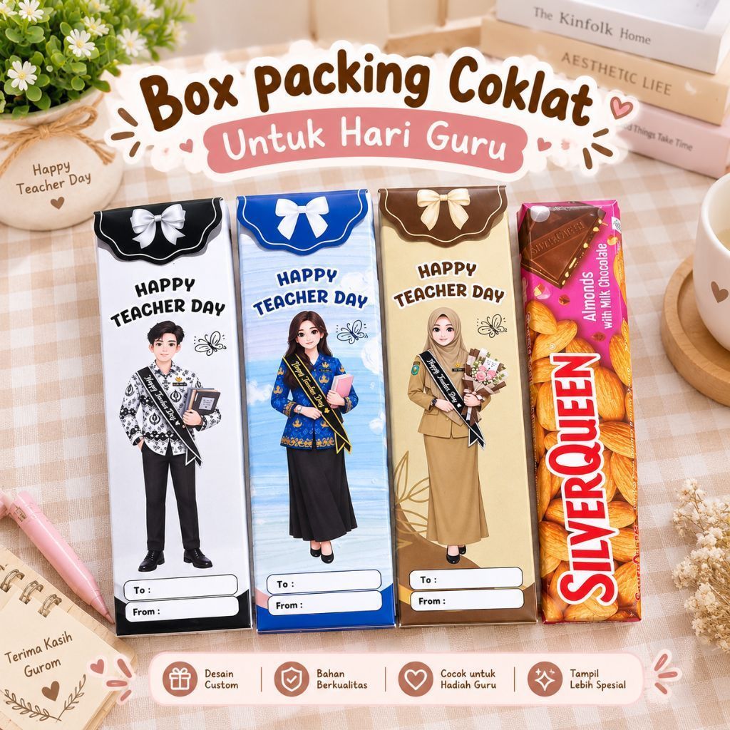Box untuk coklat silverqueen Wrapper kado snack / Gift Teacher Day / hari guru / GIFT / Pembungkus c