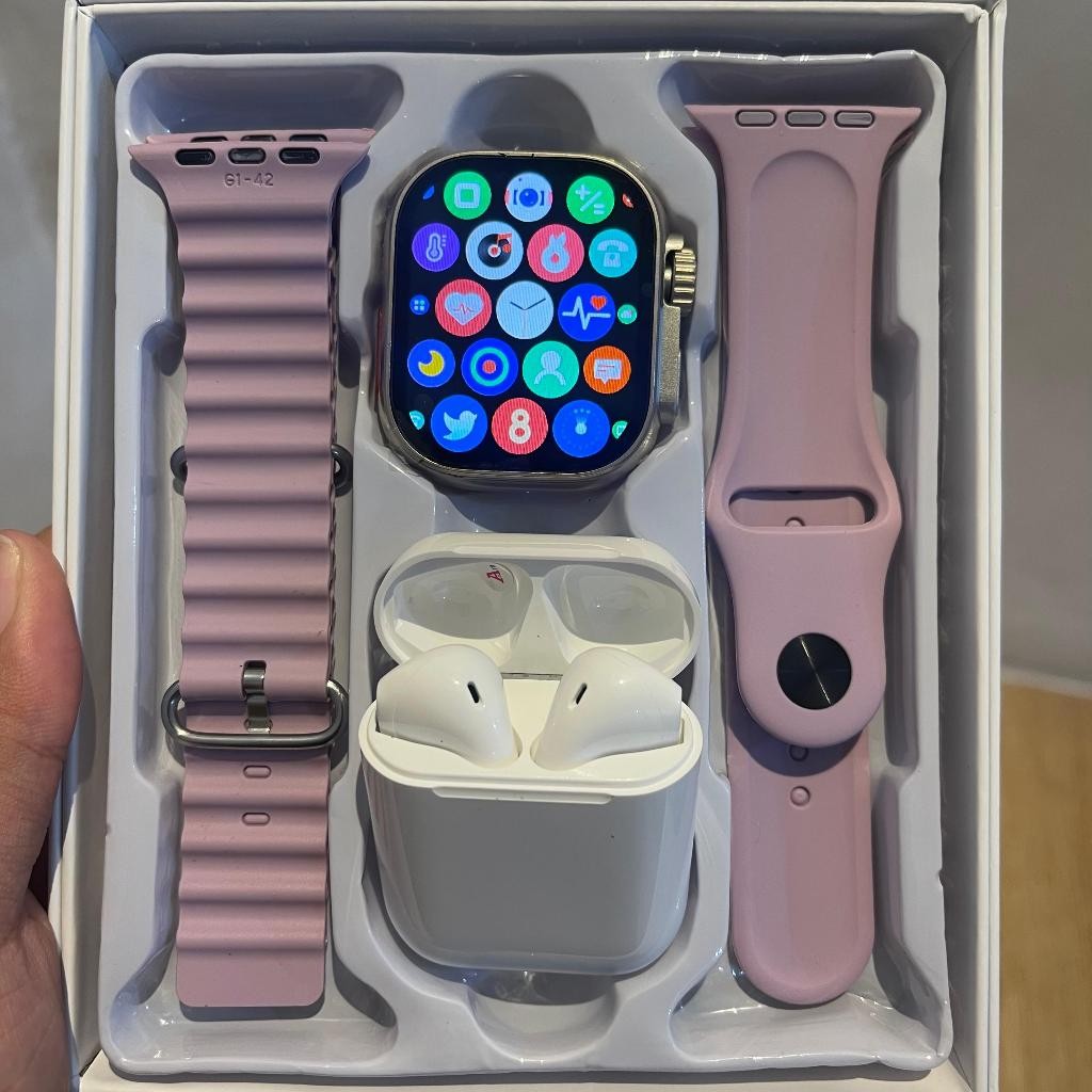 Smartwatch i8 Ultra Watch 8 Free 2 Tali+Earphone TWS Fitness Tracker Bluetooth