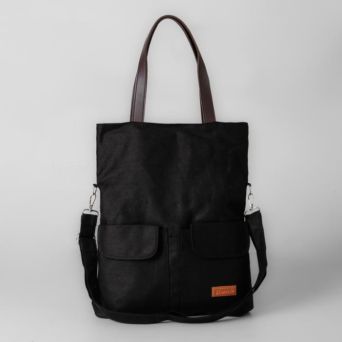 Pamole Tas Selempang Multifungsi Totebag Bahan Kanvas Premium Carmey Series - Hitam