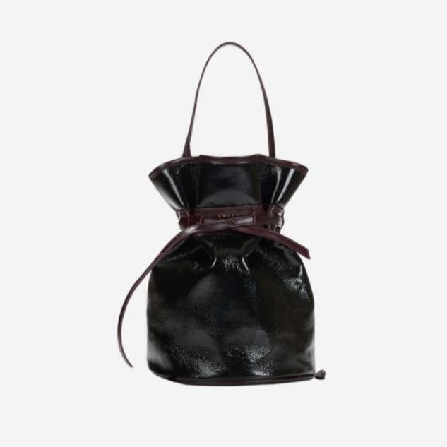 Kwani Celeb Patent Bucket Bag Shoulder - black
