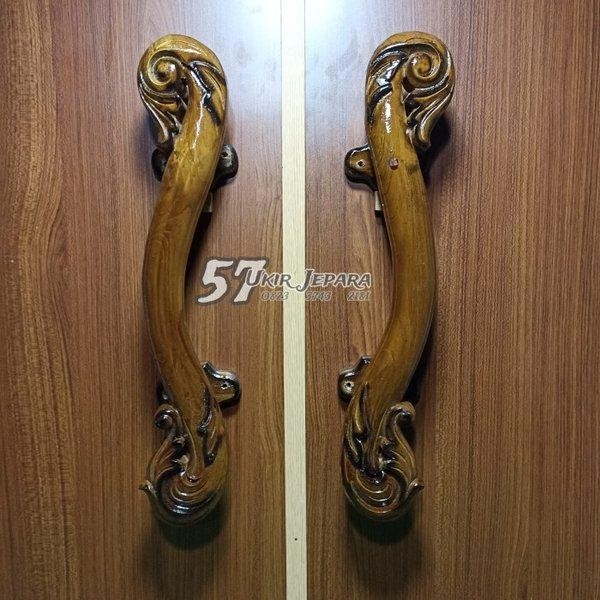 Handel tarikan pintu ukir bahan kayu jati - Gagang pintu unik