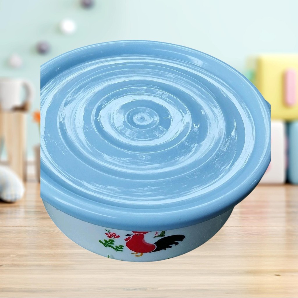 Mangkok Ayam Jago Berbahan Plastik dengan Tutup Dapur Keramik