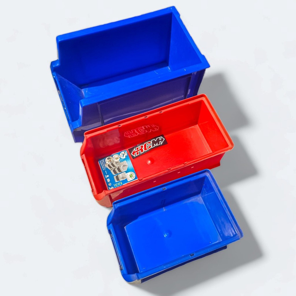 TEMPAT PENYIMPANAN BOX BOK RAK SUSUN KOMPARTEMEN KONTENER KONTAINER KOTAK KECIL RULES MERAH BIRU RED