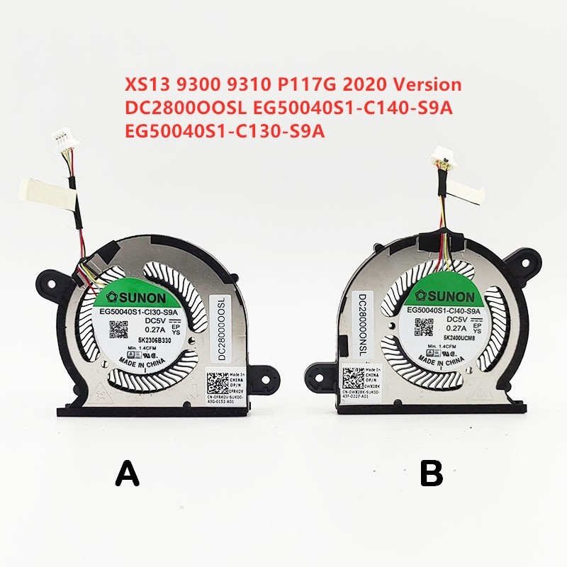 Brand New Original Laptop CPU GPU Cooling Fan For Dell XS13 9300 9310 P117G 2020 DC2800OOSL EG50040S