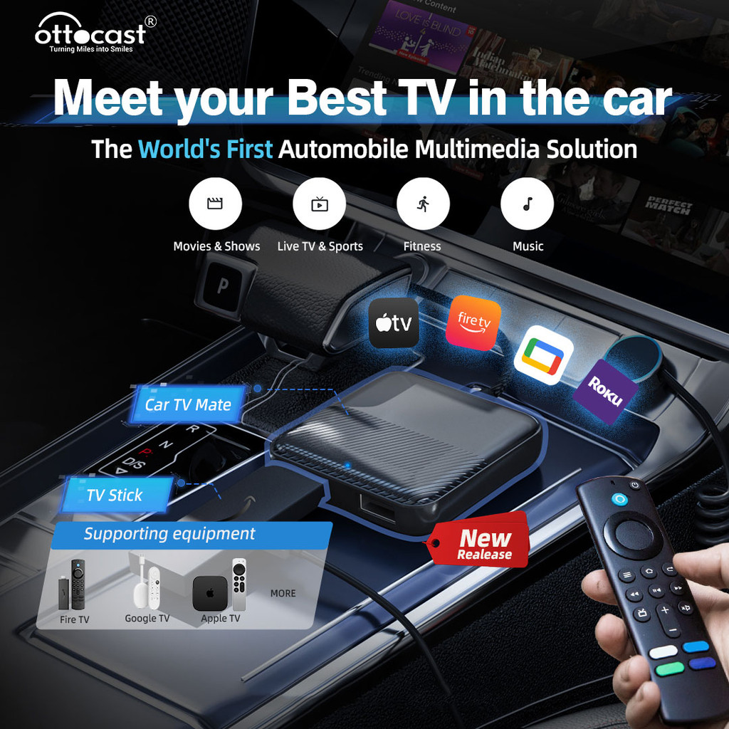 OTTOCAST Car TV Mate Converter for Fire Google TV Stick to OEM Wired CarPlay Car for Watch TV Video 