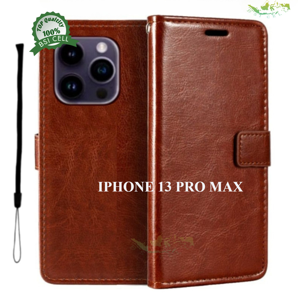 CASE IPHONE 13 PRO MAX LEATHER CASE SARUNG HP DOMPET KULIT FLIP COVER CASE BUKA TUTUP KESING DOMPET