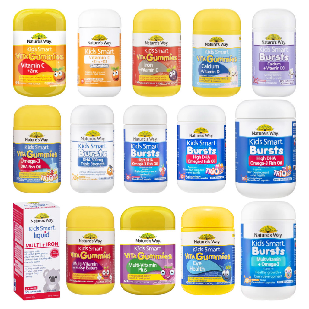 BabynMams Store NATURE’S WAY Kids Smart Vita Gummies Bursts / Vitamin C Zinc 60 D3 75 Iron Calcium V
