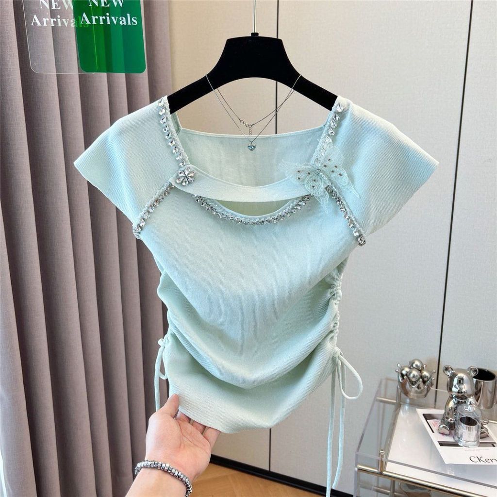 Sweater Rajut Wanita Slim Fit Berat Berhias Manik-manik