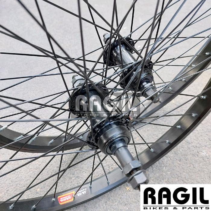 WHEELSET SEPEDA 20 INCH ARAYA JA25 LUBANG 36 HOLE 36H VELG RIM RIMS HUB FREEHUB JARI RODA BMX LIPAT 