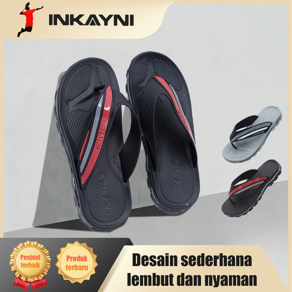 Inkayni Sandal Pria Slop Full Karet Sandal Jepit Pria Kekinian EVA  Sandal Jepit Pria Anti Slip Dan 