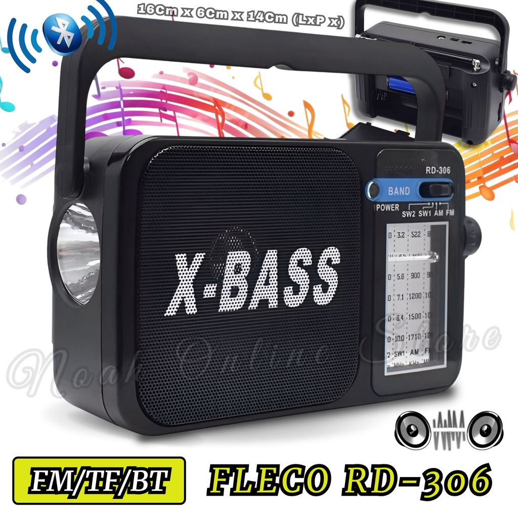 Terlaris Radio Bluetooth USB/TF FLECO RD-306 Bisa Bluetooth Speaker + Senter Led + Lampu Led / Radio