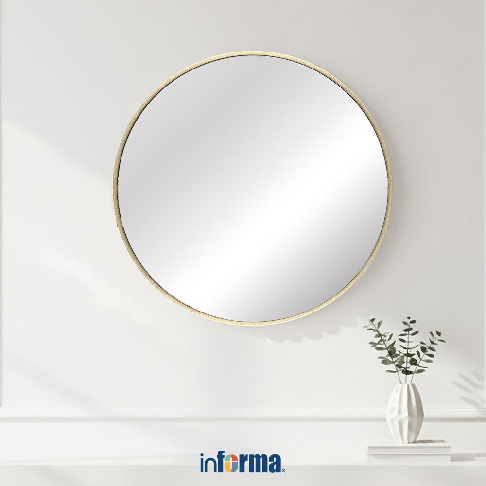 Informa 60x60 cm Cermin Dinding Round Km4886 - Krem Cermin Hias Cermin Gantung Wall Mirror Decorativ
