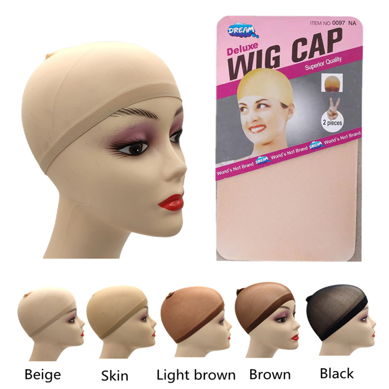 2pcs/Bag Top Stocking Wig Cap Hair Net For Weave Hair Wig Nets Black Brown Stret Mesh Wig Cap For Ma