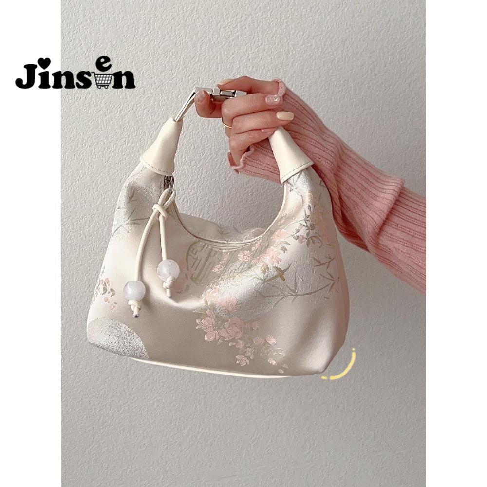 [JinSen] Tas Selempang Cheongsam Sutra Bordir Gaya Cina Tas Pangsit Gaya Cina Baru