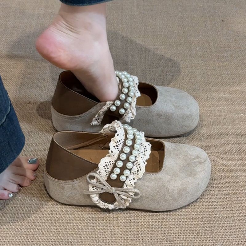 Sepatu Mary Jane wanita retro tebal sole sepatu berkanun tinggi